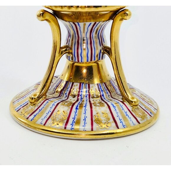 Vintage Porcelain & Brass Egg-Shaped Trinket Box With Hand Painted Le Tallec - Picture 3 of 10